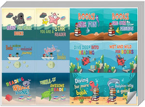 Creanoso Cute Sayings Sea Creatures Stickers (10-Sheet) â€“ Total 120 pcs (10 X 12pcs) Individual Small Size 2.1 x 2. Inches , Waterproof, Unique Personalized Themes Designs, Any Flat Surface DIY Decoration Art Decal for Boys & Girls, Children, Teens