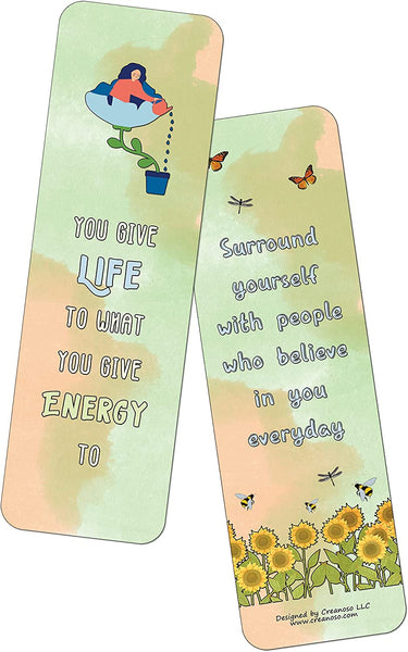 Motivational Watercolor Nature Bookmarks (2-sets X 6 Cards)
