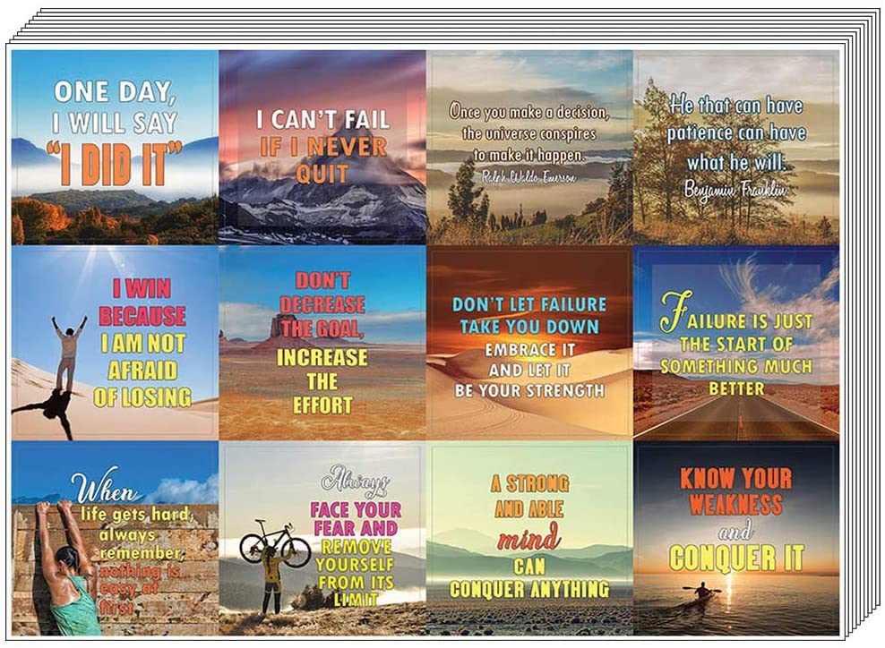 Creanoso Strong Determination Life Inspirational Quotes Stickers (20-Sheet) â€“ Premium Gift Set Stickers for Adult Men & Women, Teens â€“ Unique Premium Gifts â€“ Wall Decal Decor Art Bulk Pack