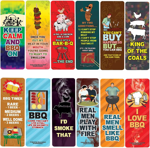Creanoso Funny Barbecue Sayings Bookmarks (10-Sets X 6 Cards) â€“ Daily Inspirational Card Set â€“ Interesting Book Page Clippers â€“ Great Gifts for Adults and Teens