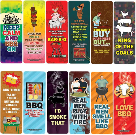 Creanoso Funny Barbecue Sayings Bookmarks (10-Sets X 6 Cards) â€“ Daily Inspirational Card Set â€“ Interesting Book Page Clippers â€“ Great Gifts for Adults and Teens