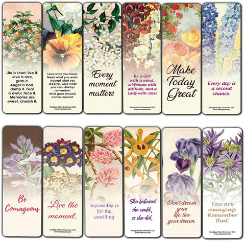 Creanoso Inspirational Sayings Beautiful Floral Bookmark (30-Pack) Ã¢â‚¬â€œ Stocking Stuffers Gift for Men & Women, Teens Ã¢â‚¬â€œ Awesome Bookmark Collection Ã¢â‚¬â€œ Book Reading Rewards Incentives Ã¢â‚¬â€œ Page Binder
