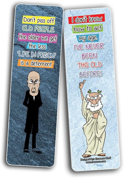 Creanoso Funny Old Age Bookmarks (10-Sets X 6 Cards) â€“ Daily Inspirational Card Set â€“ Interesting Book Page Clippers â€“ Great Gifts for Adults and Teens