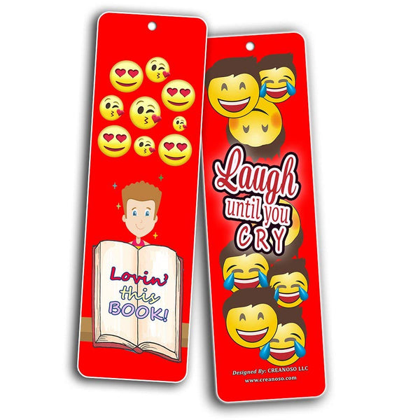 Creanoso Smiley Face Bookmarks Cards for Kids (60-Pack)- Emoji Emoticon Bookmarker - Books Reading Rewards Incentives For Kids Boys Girls Classroom Supplies - Best Party Favors - Stocking Stuffer Gift