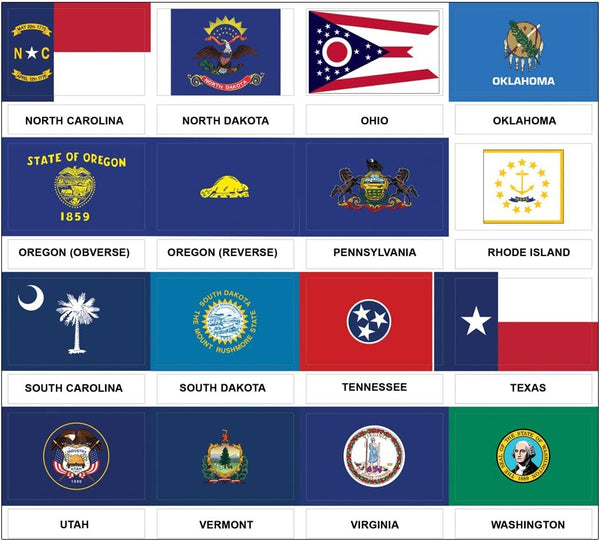 Creanoso US States and Territories Flags and American Symbols Stickers (2-Sets) - 8 Sheets