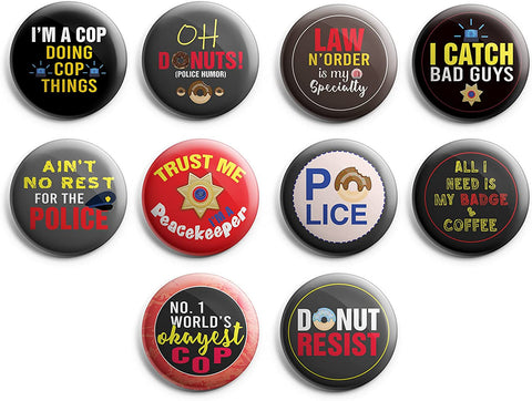 I am a Police Pinback Buttons (1-Set X 10 Buttons)