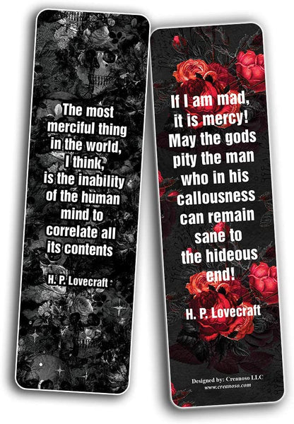 Creanoso Cthulhu H P Lovecraft Bookmark Cards (30-Pack) - Great Reading Rewards Incentives for Book Lovers & Literature Gifts for Young Readers