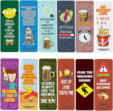 Funny Alcohol Bookmarks (5-Sets X 6 Cards)