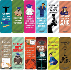Creanoso Funny Master Degree Graduation Bookmarks (2-Sets X 6 Cards) â€“ Daily Inspirational Card Set â€“ Interesting Book Page Clippers â€“ Great Gifts for Kids and Teens