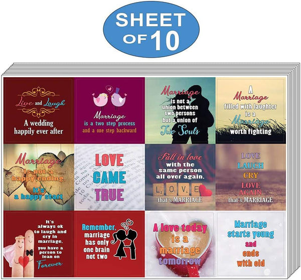 Creanoso Inspiring Words Marriage Quote Stickers (10-Sheet) Ã¢â‚¬â€œ Premium Bridal Gift Set for Couples