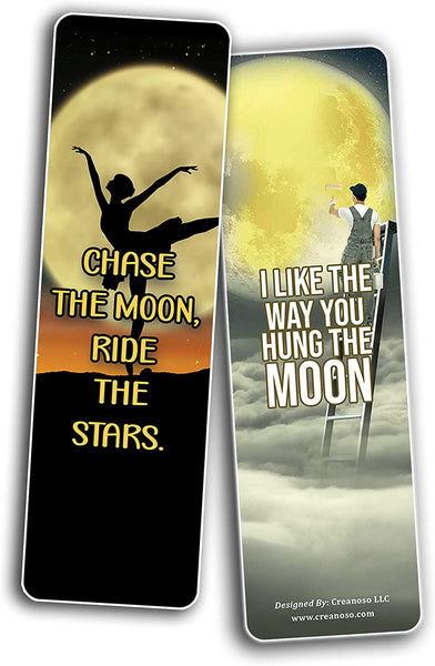 Creanoso Moon Photo Bookmarks (2-Sets X 6 Cards) â€“ Daily Inspirational Card Set â€“ Interesting Book Page Clippers â€“ Great Gifts for Adults and Teens