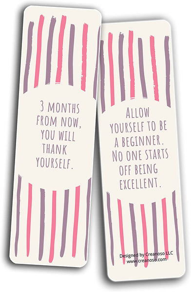 Creanoso Self-Appreciation Bookmarks (10-Sets X 6 Cards) â€“ Daily Inspirational Card Set â€“ Interesting Book Page Clippers â€“ Great Gifts for Adults and Teens