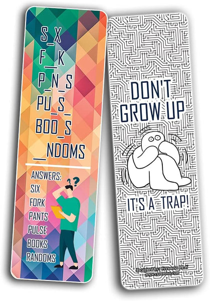 Creanoso Funny Adulthood Bookmarks (2-Sets X 6 Cards) â€“ Daily Inspirational Card Set â€“ Interesting Book Page Clippers â€“ Great Gifts for Adults