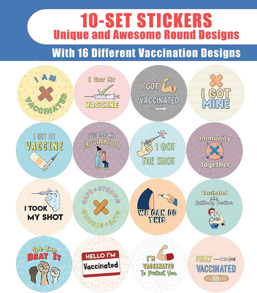 I Am Vaccinated Stickers (10 Sets X 16 Designs)