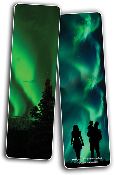 Creanoso Aurora Night Sky Bookmarks (2 Sets x 6 Cards) â€“ Daily Inspirational Card Set â€“ Interesting Book Page Clippers â€“ Great Gifts for Kids and Teens
