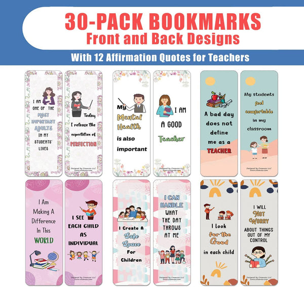 Affirmations Bookmarks for Teachers (5-Sets X 6 Cards)