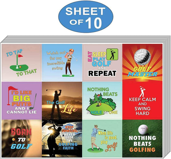 Creanoso Inspiring Sayings Golf Stickers for Golfers (10-Sheet) Ã¢â‚¬â€œ Premium Gift Set
