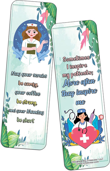 Creanoso Motivation Nurse Life Quotes Bookmarks (10-Sets X 6 Cards) â€“ Interesting Book Page Clippers â€“ Great Gifts for Adults and Teens