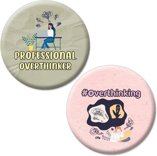 Funny Quotes for Overthinkers Buttons (1-Set X 10 Buttons)