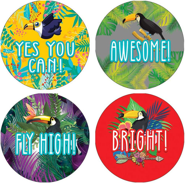 Toucan Motivational Sticker (Round Sticker) (Sheet of 10) - Classroom Reward Incentives for Students and Children - Stocking Stuffers Party Favors & Giveaways for Teens & Adults