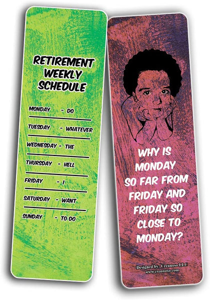 Funny work week Bookmarks (10-Sets X 6 Cards)