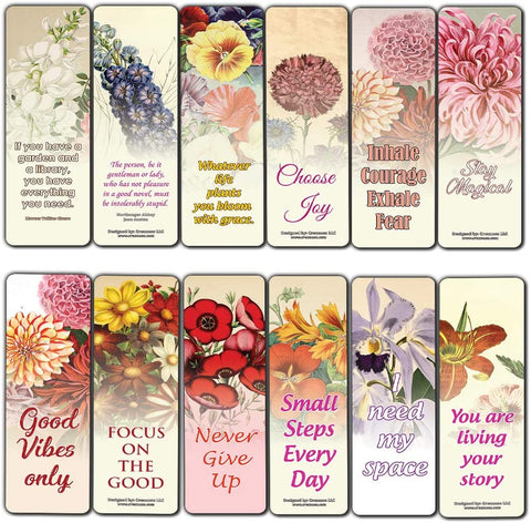 Creanoso Inspirational Sayings Pretty Flower Bookmarks (30-Pack) Ã¢â‚¬â€œ Stocking Stuffers Gift for Men & Women, Teens Ã¢â‚¬â€œ Awesome Bookmark Collection Ã¢â‚¬â€œ Book Reading Rewards Incentives Ã¢â‚¬â€œ Page Binder