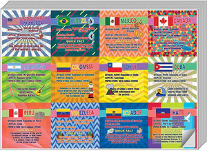 Creanoso Fun Facts Stickers â€“ The Americas Countries (20-Sheets) â€“ Great Learning Wall Art Decal Stickers â€“ Stocking Stuffers Gifts for Kids, Boys, Girls â€“ Unique Sticky Giveaways