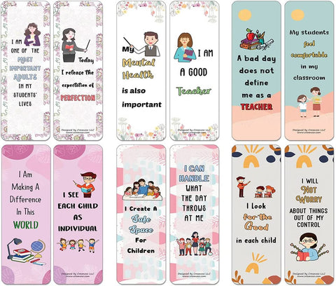 Affirmations Bookmarks for Teachers (2-Sets X 6 Cards)