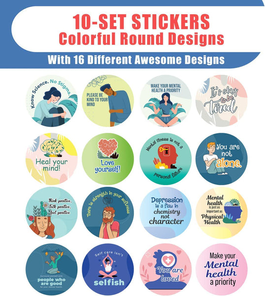 Mental Awareness Stickers (10 Sets X 16 Designs)