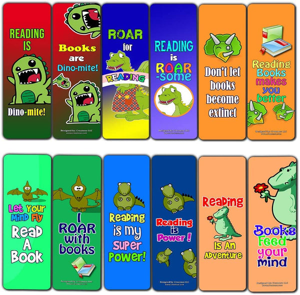 Creanoso Dinosaur Kingdom Reading Bookmark for Kids (30-Pack) Ã¢â‚¬â€œ Stocking Stuffers Gift for Boys & Girls - Party Favors Supplies Ã¢â‚¬â€œ Rewards Gifts Ã¢â‚¬â€œ Awesome Bookmark Collection for Young Readers