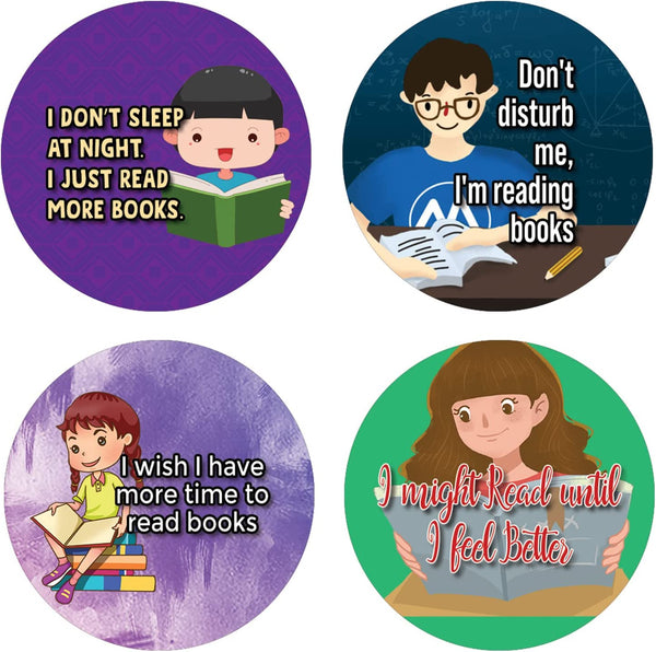 Creanoso Read More Sleep Less Round Stickers (5 Sets X 16 Designs) â€“ Sticker Card Giveaways for Kids â€“ Awesome Stocking Stuffers Gifts for Boys & Girls â€“ Classroom Home Rewards Enticements