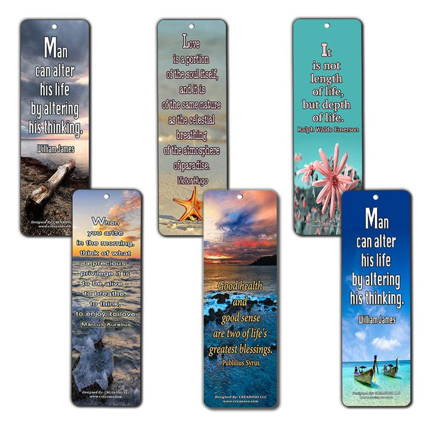 Creanoso Inspirational Bookmarks (60-Pack) - Life Changing Quotes Bookmarker Set