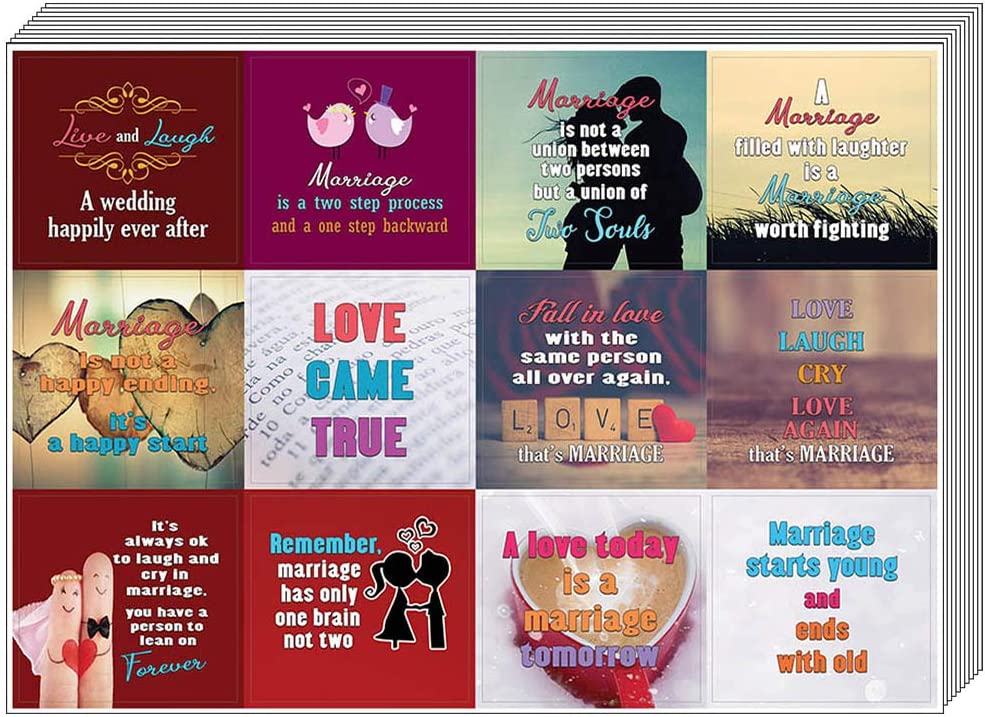 Creanoso Inspiring Words Marriage Quote Stickers (10-Sheet) Ã¢â‚¬â€œ Premium Bridal Gift Set for Couples