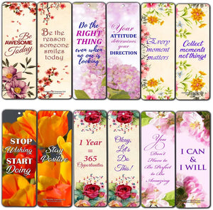 Creanoso Floral Positive Mindset Inspirational Quote Bookmarks (30-Pack) Ã¢â‚¬â€œ Powerful Lady Sayings About Character Ã¢â‚¬â€œ Stocking Stuffers Gift for Women, Ladies, Girls, Wife