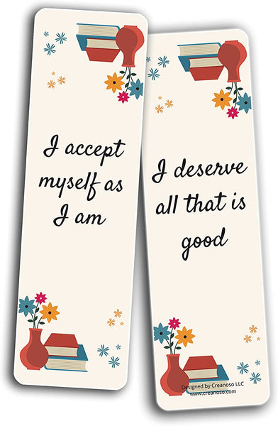 Creanoso Self-Love and Care Bookmarks Series 1 (5-Sets X 6 Cards) â€“ Daily Inspirational Card Set â€“ Interesting Book Page Clippers â€“ Great Gifts for Adults and Teens