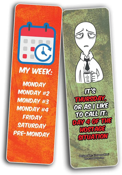 Funny work week Bookmarks (5-Sets X 6 Cards)
