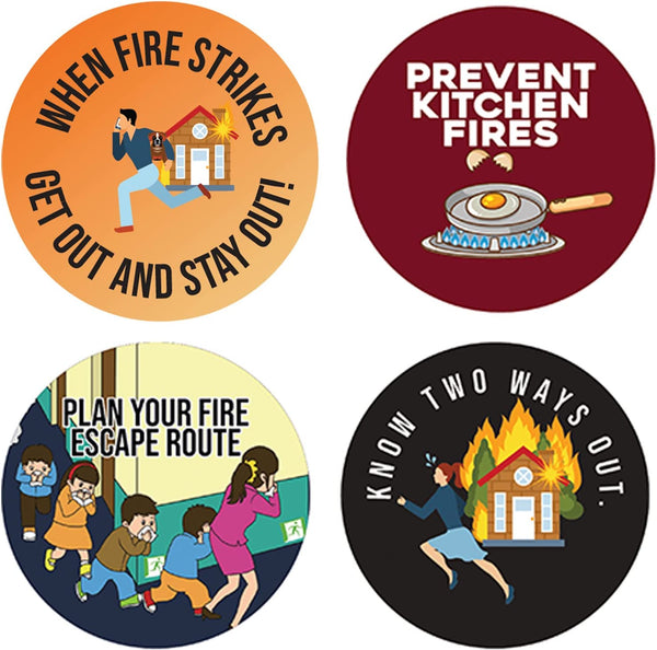 FIRE SAFETY STICKERS (5 Sets X 16 Designs)