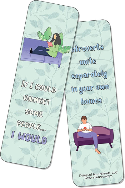 Funny Introvert Bookmarks (2-Sets X 6 Cards)