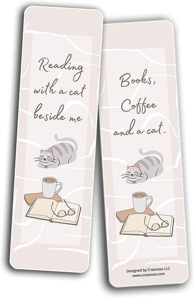 Creanoso Books and Cats Enthusiasts Bookmarks (2-Sets X 6 Cards) â€“ Daily Inspirational Card Set â€“ Interesting Book Page Clippers â€“ Great Gifts for Adults and Teens