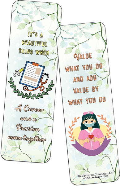 Creanoso Motivation Nurse Life Quotes Bookmarks (10-Sets X 6 Cards) â€“ Interesting Book Page Clippers â€“ Great Gifts for Adults and Teens