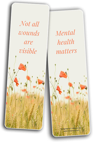 Creanoso Mental Health Matters Bookmarks (2-Sets X 6 Cards) â€“ Daily Inspirational Card Set â€“ Interesting Book Page Clippers â€“ Great Gifts for Adults and Teens