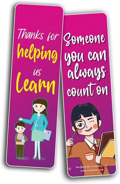 Creanoso Teacher Appreciation Bookmarks (5-Sets X 6 Cards) â€“ Daily Inspirational Card Set â€“ Interesting Book Page Clippers â€“ Great Gifts for Adults and Teens