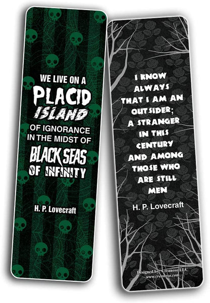 Creanoso Cthulhu H P Lovecraft Bookmark Cards (30-Pack) - Great Reading Rewards Incentives for Book Lovers & Literature Gifts for Young Readers