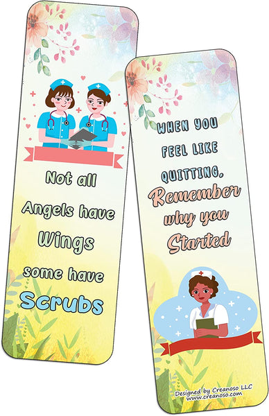 Creanoso Motivation Nurse Life Quotes Bookmarks (10-Sets X 6 Cards) â€“ Interesting Book Page Clippers â€“ Great Gifts for Adults and Teens