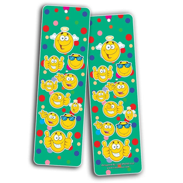Creanoso Emoji Bookmarks Cards (60-Pack)- Smiley Face Emoticon Bookmarker - Books Reading Rewards