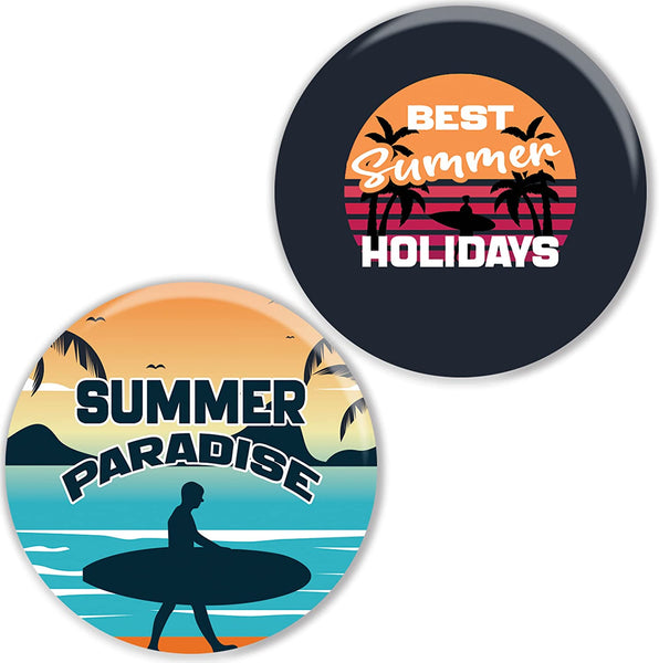 Creanoso Summer Vacation Pinback Button (1-Set X 10 Buttons) - Stocking Stuffers Premium Quality Gift Ideas for Children, Teens, & Adults - Corporate Giveaways & Party Favors
