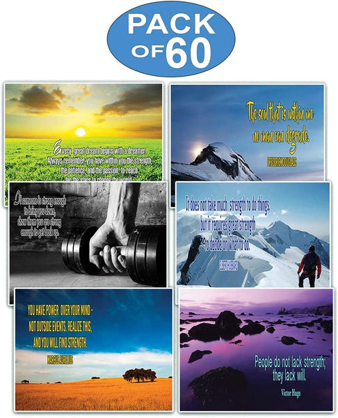 Creanoso Inspirational Quotes Stay Strong Theme Postcards (60 Pack)- Positive Affirmation Sayings Cards - Encouragement Gifts - for Men Women Adults Teens Kids Entrepreneur Family Friends