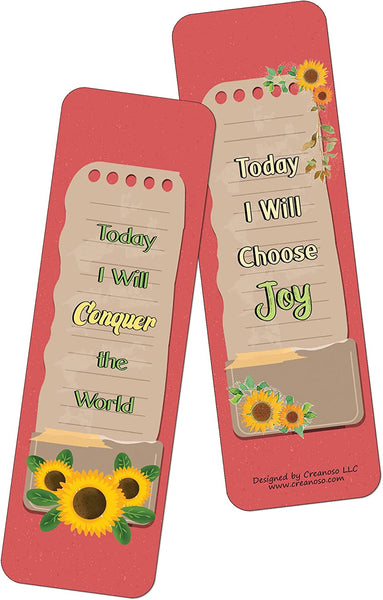 Creanoso Today I Will Bookmarks (12-Pack) â€“ Creanoso Daily Inspirational Card Set â€“ Interesting Book Page Clippers â€“ Great Gifts for Kids and Teens