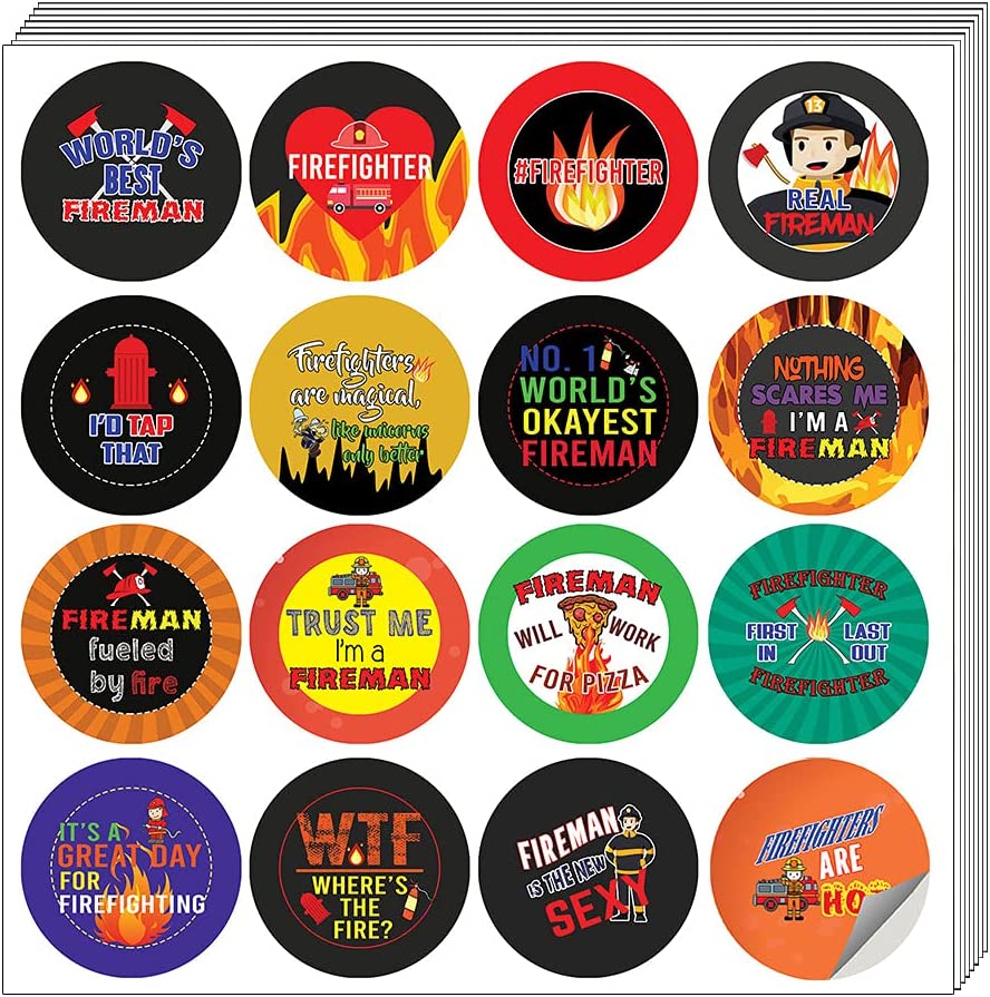 I am a Firefighter Pinback Stickers (5 Sets X 16 Designs)