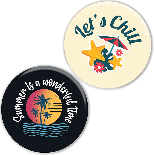 Creanoso Summer Vacation Pinback Button (1-Set X 10 Buttons) - Stocking Stuffers Premium Quality Gift Ideas for Children, Teens, & Adults - Corporate Giveaways & Party Favors